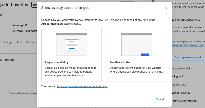 new window selecting between responsive dialog and feedback button
