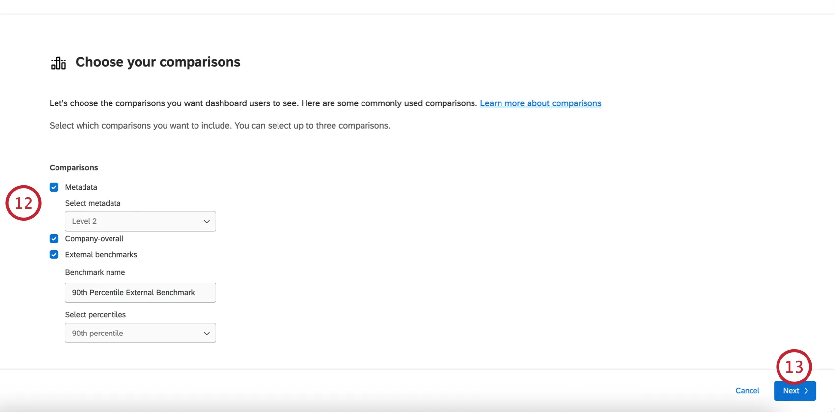 adicionar comparações