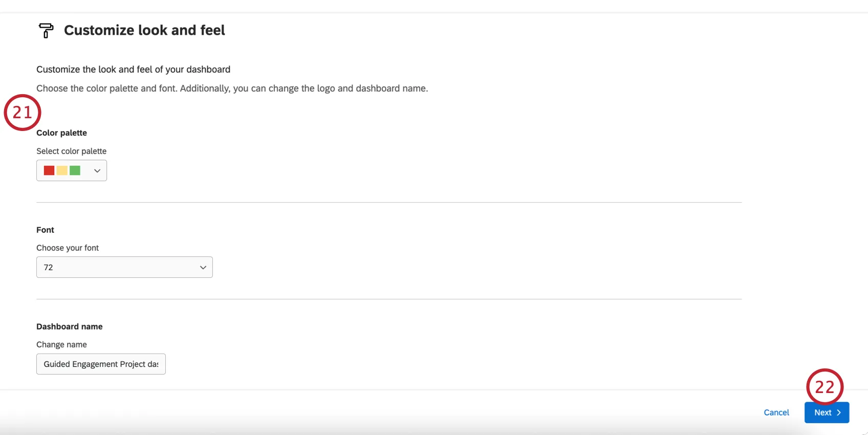 personalização da visual dashboard