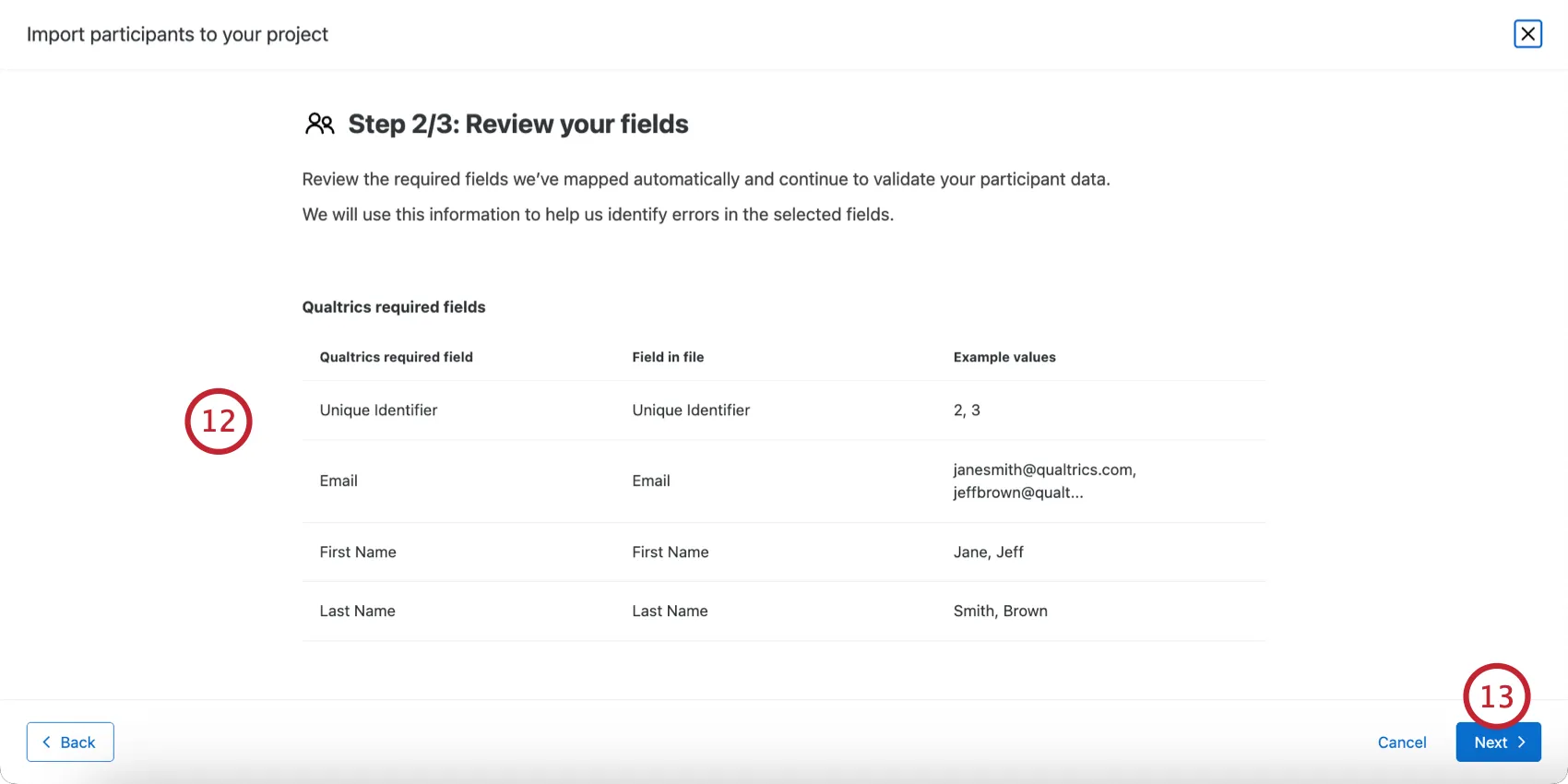 reviewing the automatic mappings for required fields