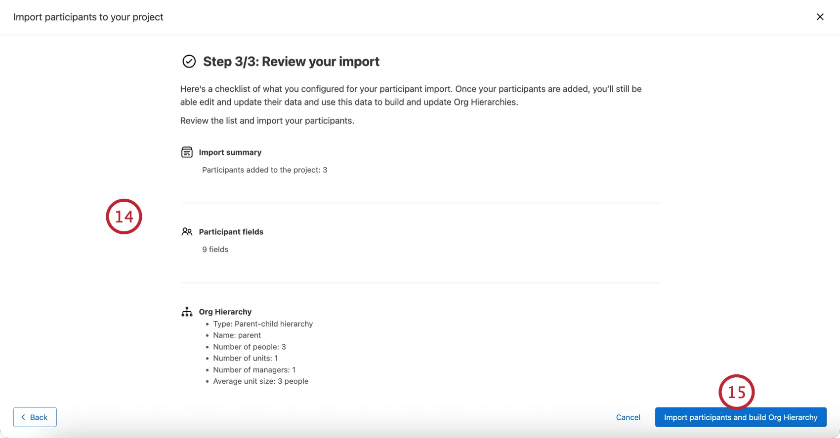 reviewing the import before finalizing it