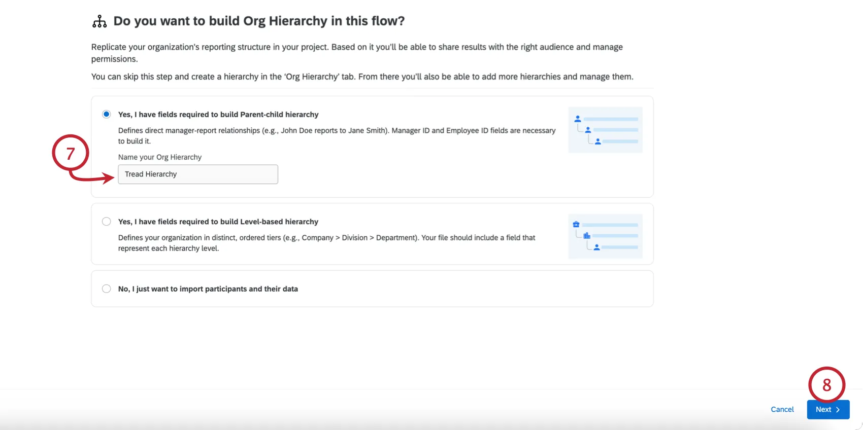 choosing the hierarchy type to build