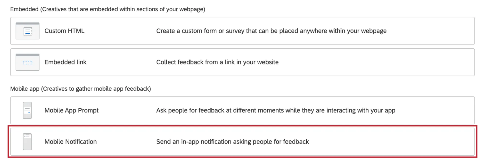 Mobile Notification is an option on the Creative window