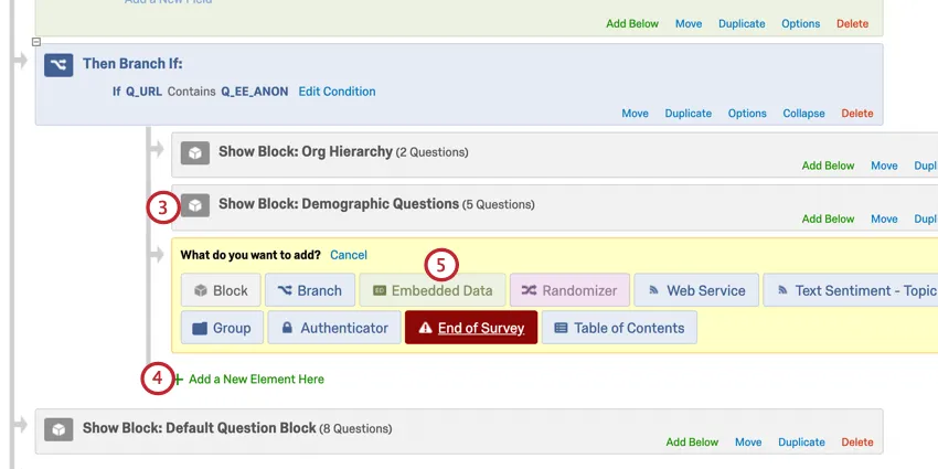 Agregar un elemento de datos embebidos en el flujo de la encuesta