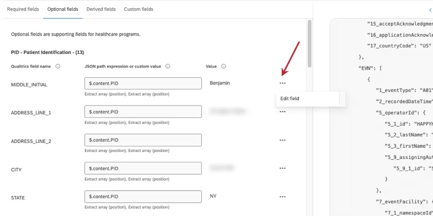 edit field button shown
