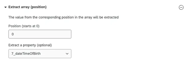 extract array position - position starts at 0 and extracts a property 7 underscore date time of birth