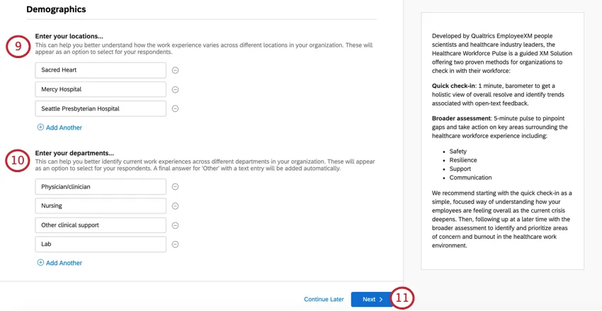 Leere Felder für die Eingabe von Bürostandorten