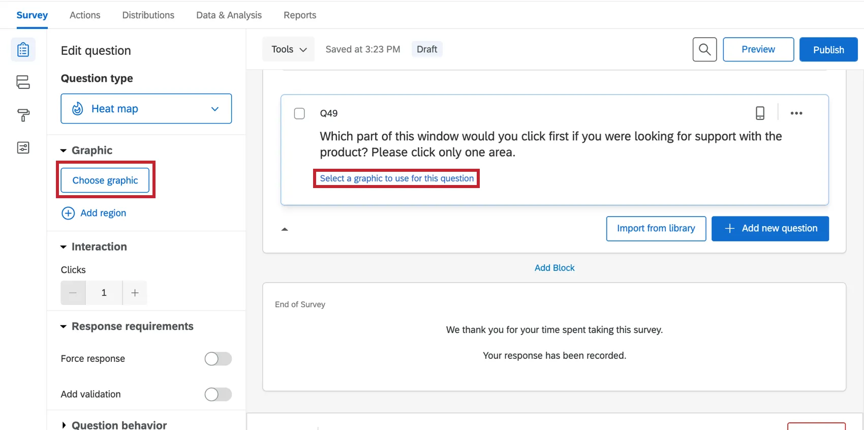 Creating regions on a heat map, naming them, and modifying click settings