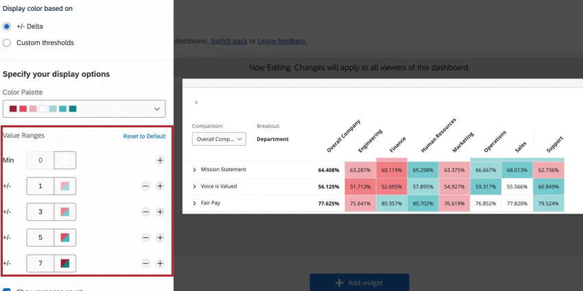 Auswahl von Bereichen für die Farbpalette