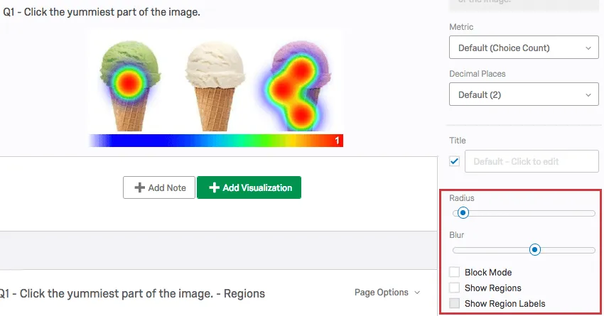 radius and blur sliders on the visualization editing pane