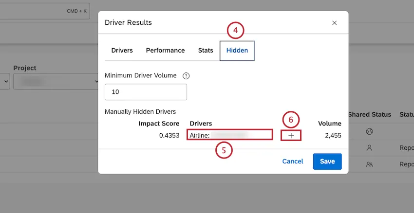 Per nascondere un driver, fare clic sulla scheda Nascosto. Passare il mouse sul driver che si desidera nascondere nella colonna Driver nascosti manualmente. Fare clic sullicona più ( + ) che appare avanti al driver.