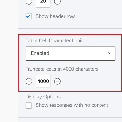 choosing a table cell character limit