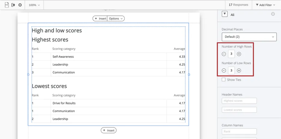 Settings in editing pane
