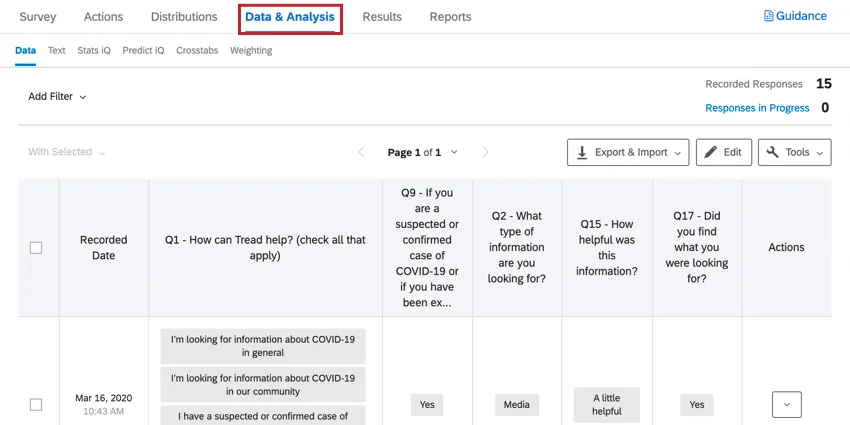 navigating to data & analysis