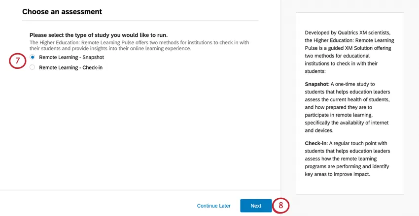Se ha abierto una nueva ventana. La única pregunta es la descrita en este paso. Botón Siguiente azul, abajo a la derecha