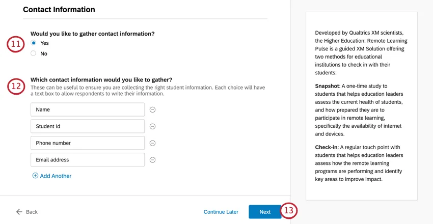 Essas perguntas aparecem tanto no instantâneo quanto no check-in