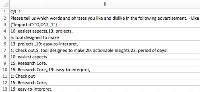CSV file of highlight data
