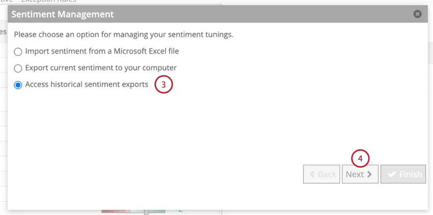 selecting historical exports