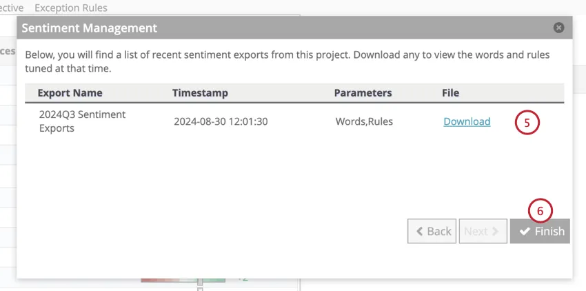 téléchargement de lexportation historique souhaitée