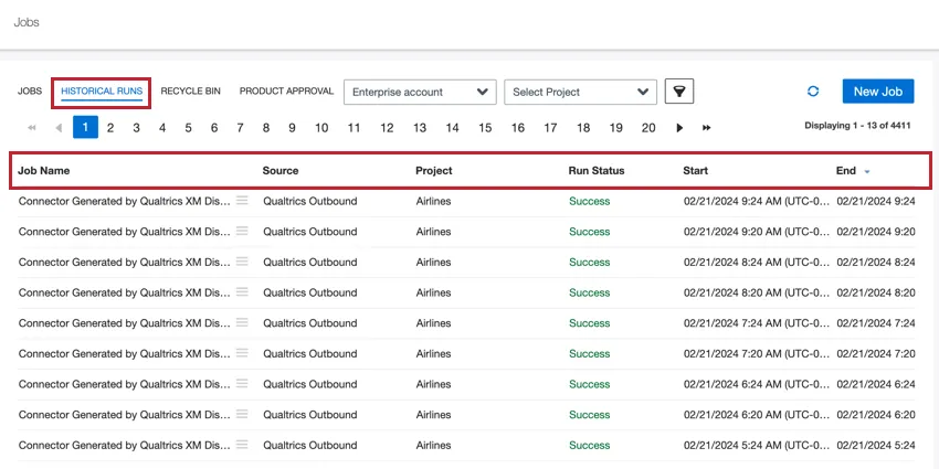 ヒストリカル・ラン・タブのフィールド