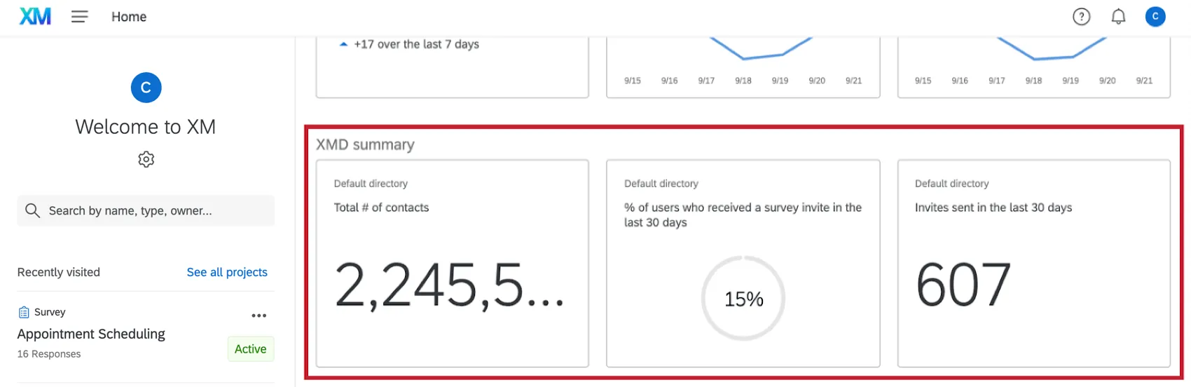Homepage XMD summary section