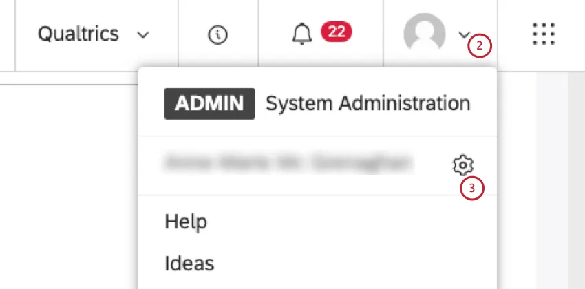 profile icon, gear icon just beneath it