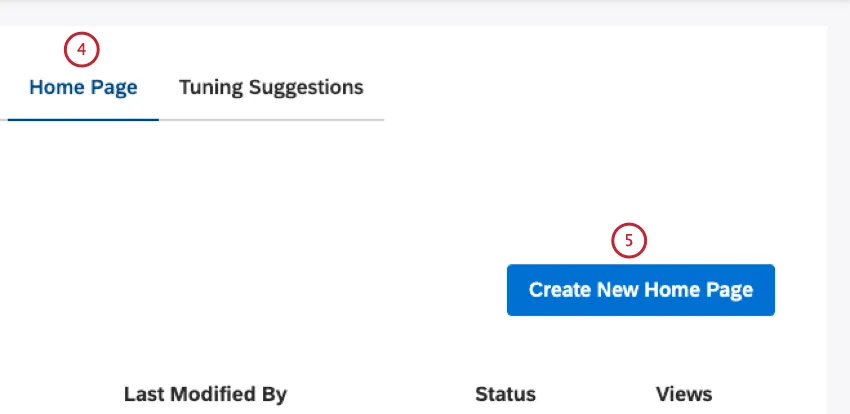 create new home page button