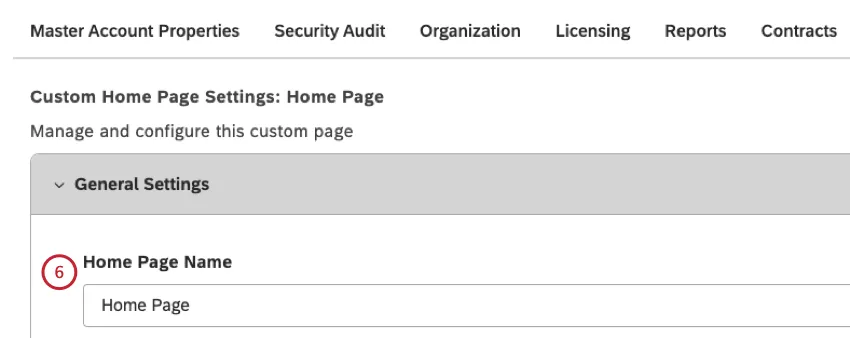 home page name field