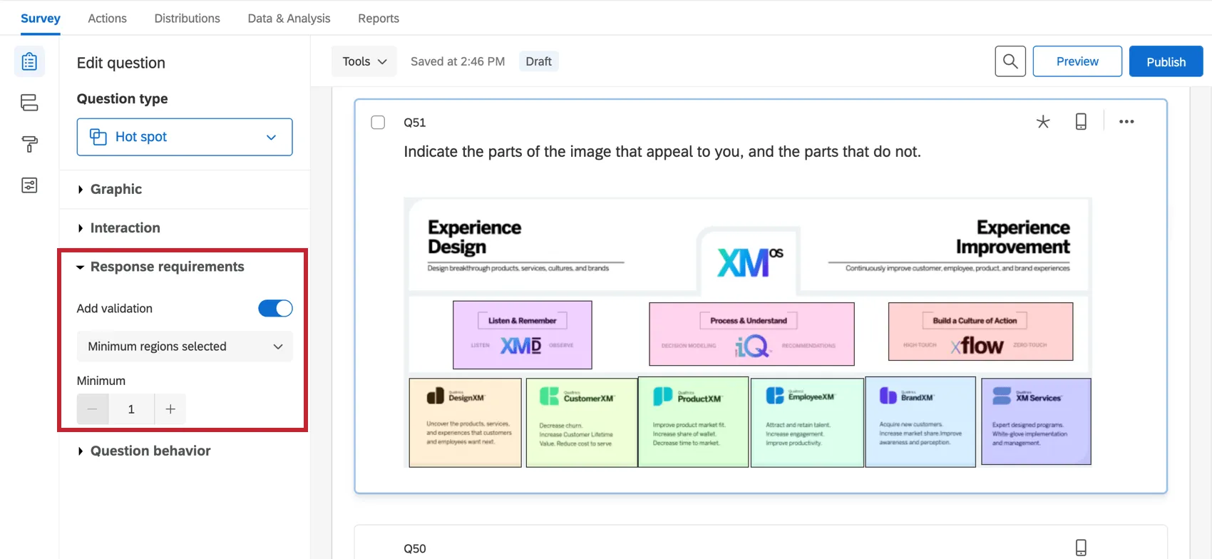 Valdiation set to minimum regions selected