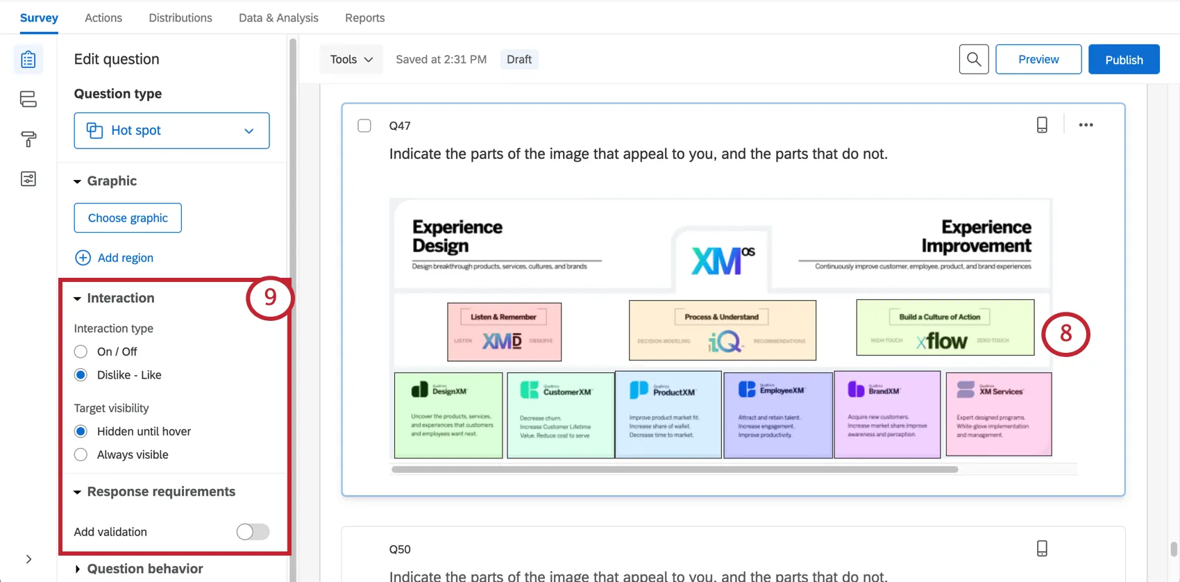 Modificar a forma como os entrevistados interagem com as regiões