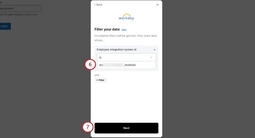 Ingresando el ID del sistema de integración de empleado