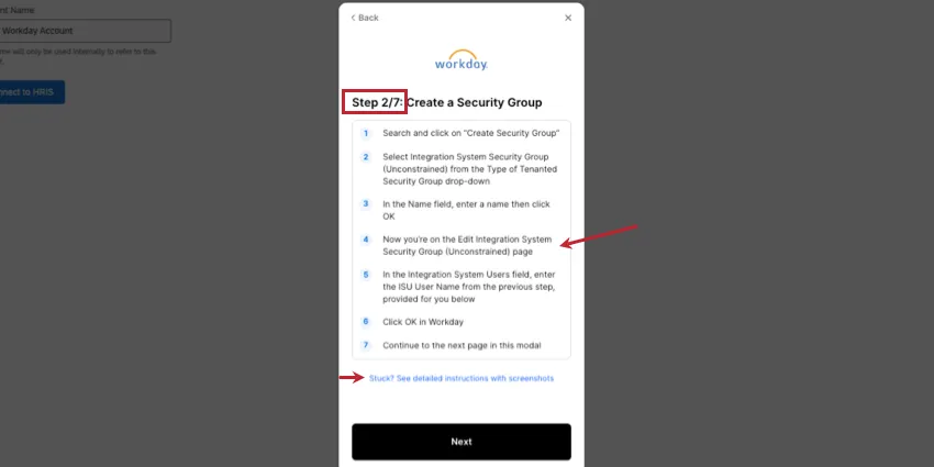 der Screenshot hebt die Gesamtzahl der zu erwartenden Schritte, die Anweisungen auf dem Bildschirm und die Links zu weiterer von Merge bereitgestellter Dokumentation hervor
