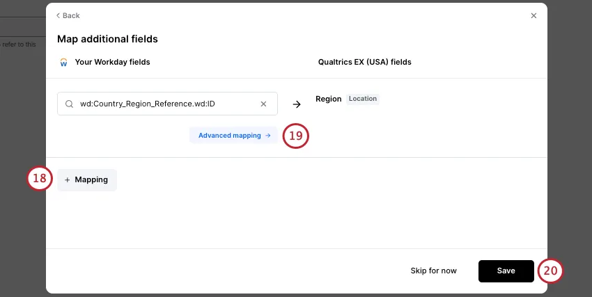 más mapeo de campos