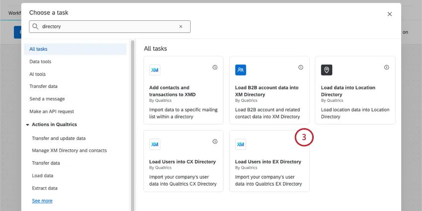 new window where you decide where the data extracted with Merge should go