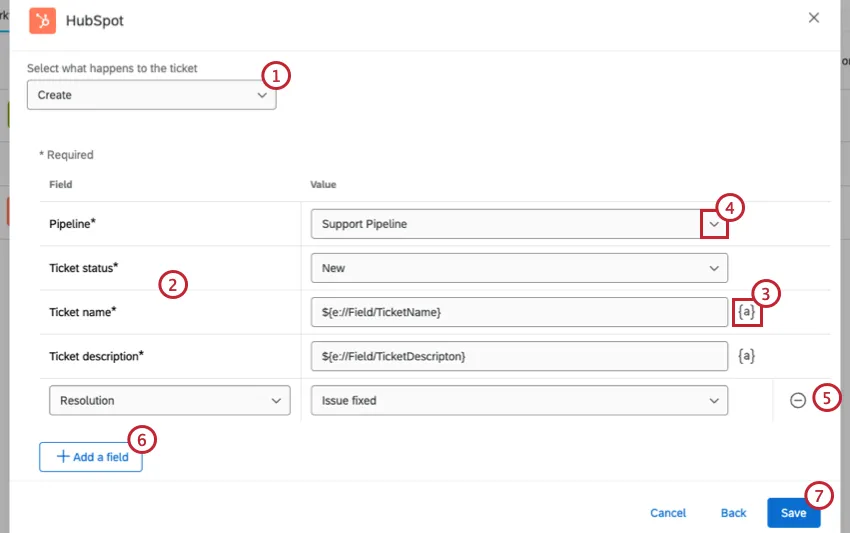 configuring a tickets task