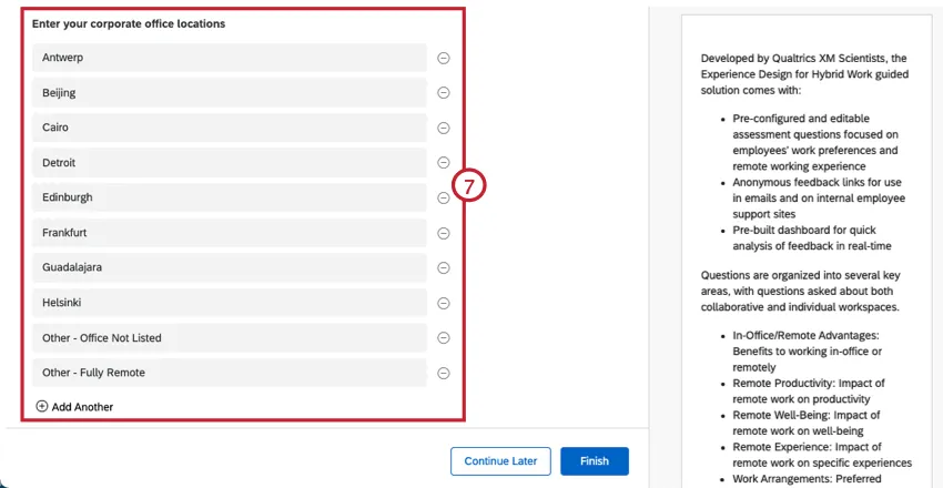 Ingresar las ubicaciones de las oficinas corporativas para personalizar su solución XM