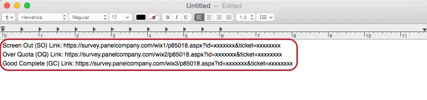 Exemple de liens de redirection avec texte fictif