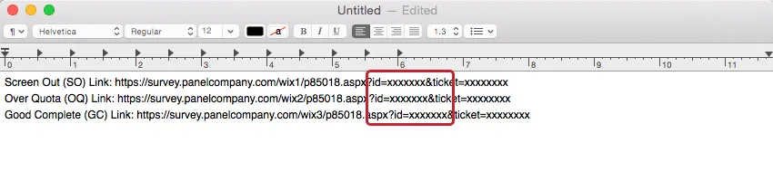 Dummy-Text für erste ID in Umleitungslink