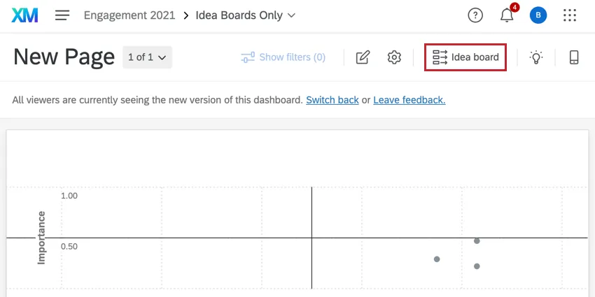 the idea board button at the top of a dashboard