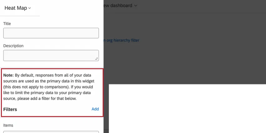 el campo de filtro al editar un widget actualizado