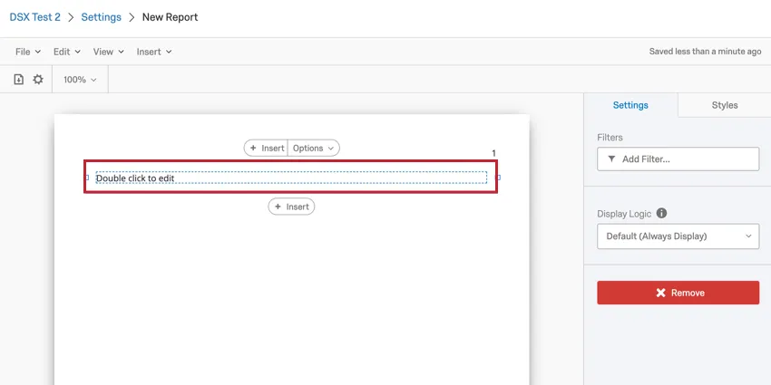 imagen de un cuadro de texto que se ha insertado en un informe.