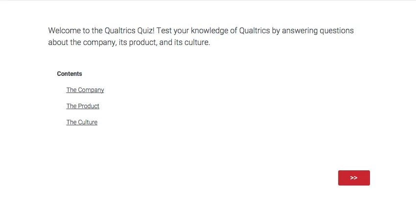 A survey where there is a list of clickable contents