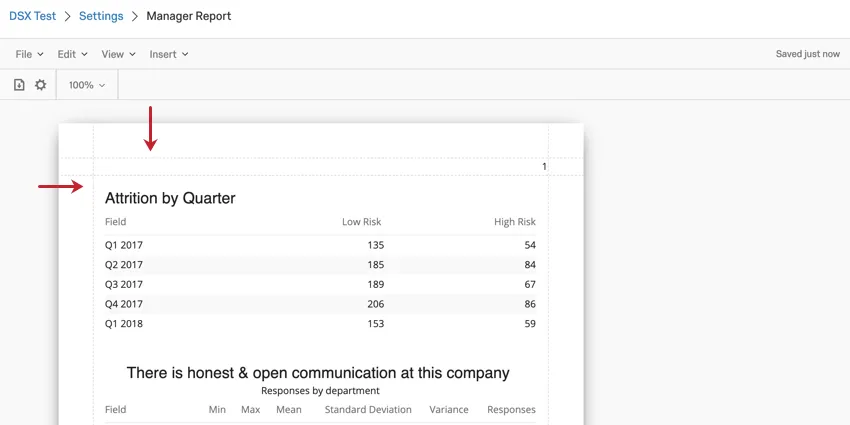 image of the margins on a report template