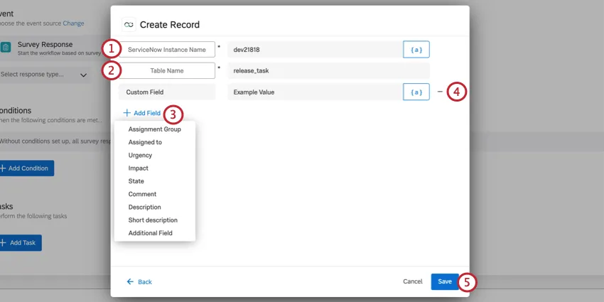 image of the create record screen.