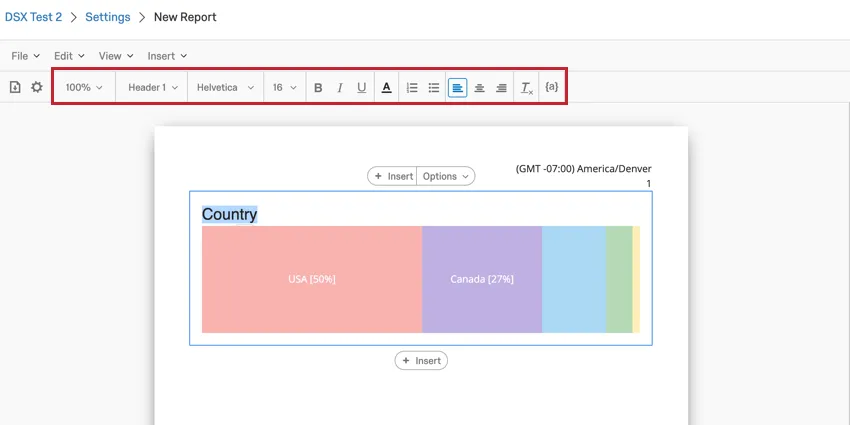 imagen del editor de contenido enriquecido utilizado para personalizar un título.