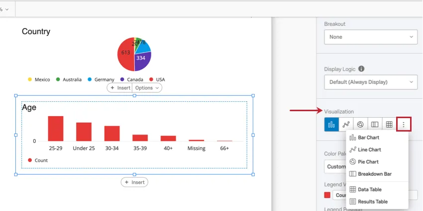 image of the visualization option in the visualization editing pane. This can be used to easily switch your visualization type without having to reselect your metric