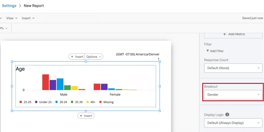image of the breakout option. This visualization is being broken out by gender