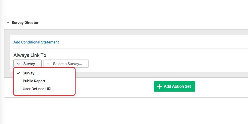 lista suspensa abaixo das palavras Always Link To (Sempre vincular a)