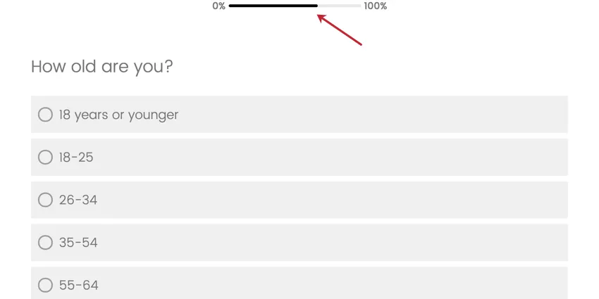 Image of a progress bar appearing at the top of a survey