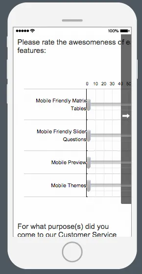 Una tabella Matrice con slider scrollabili che non si adattano allo schermo